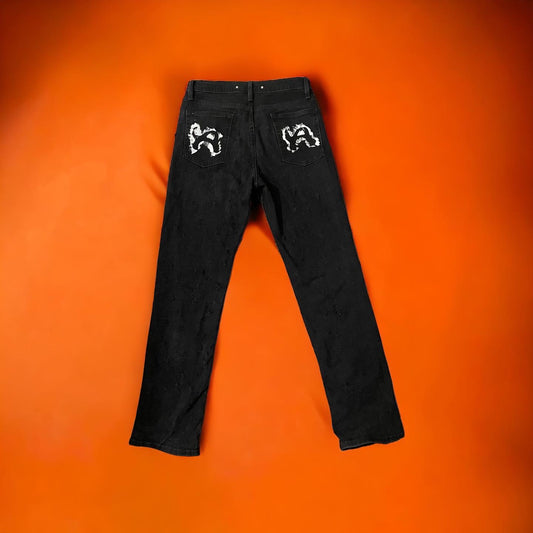 Bullethole Distress Denim Jeans Black